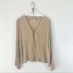 NA-KD Front Overlapped Lacing Blouse Beige Size M